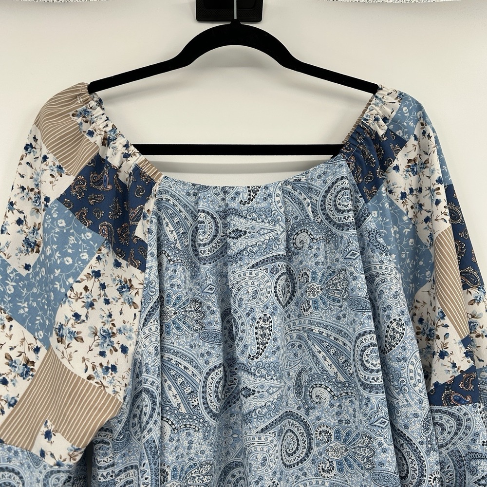 Davi & Dani Boho Patchwork Tunic Top Size L  Paisley Floral Cottagecore‎ Hippie - Picture 2 of 9
